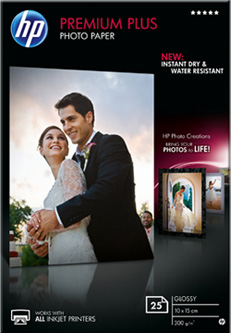 Фотобумага HP Premium Plus Высококачественная Глянцевая, 300г/м2 (10X15см) 25листов
