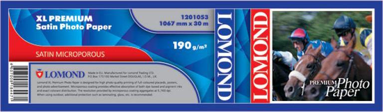 Фотобумага LOMOND (1067ммх50,8мм) 190г/м2 30метров XL Premium Satin Photo Paper