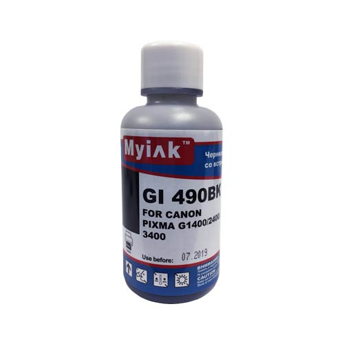Черниладля CANON GI-490BK PIXMA G1400/2400/3400 100мл, black, Pigment
